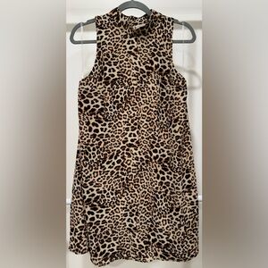Sadie & Sage Leopard Animal Print High Neck Sleeveless Mini Dress NWT